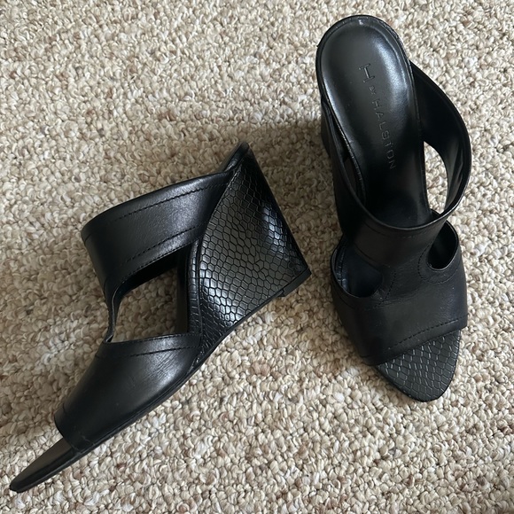 Black Halston Heeled slide sandals - Picture 3 of 4